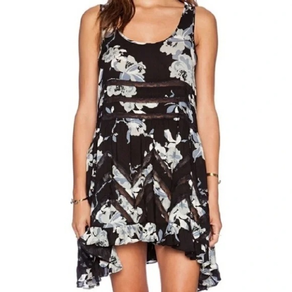 Intimately Free People Black and Cream Floral Dress